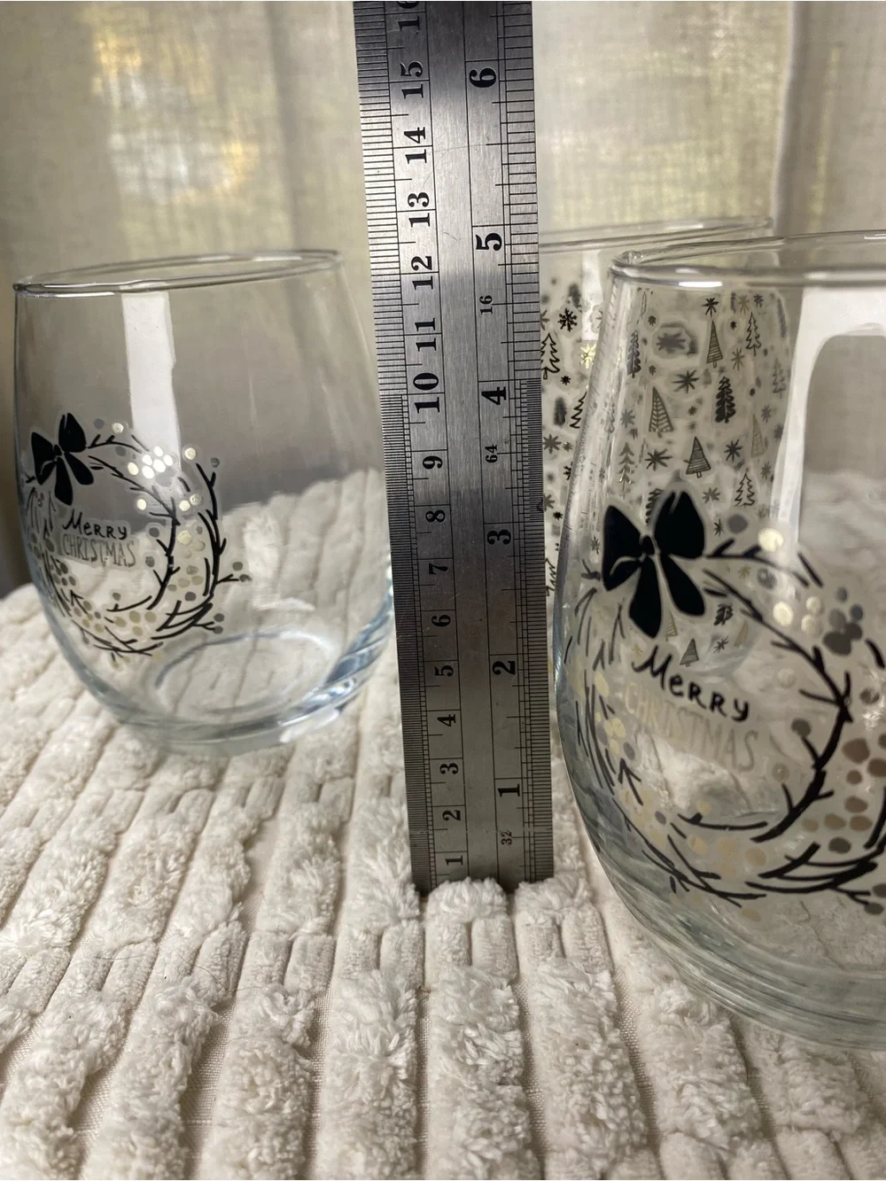 Home Essentials Holiday Stemless Wine Glasses - Set of 3 Christmas